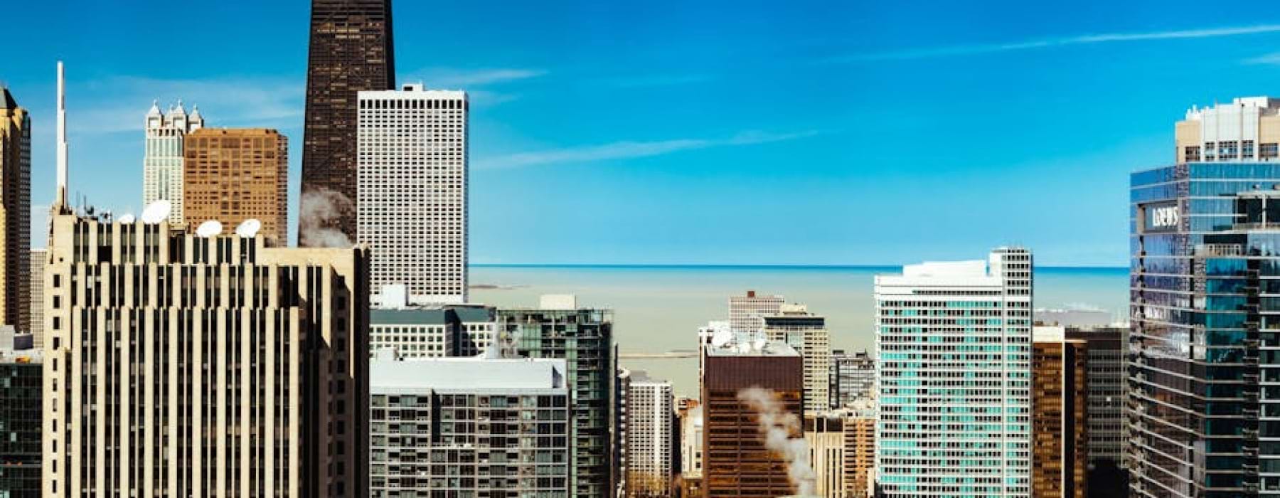 Chicago skyline with vibrant music scene - chicago live music venues